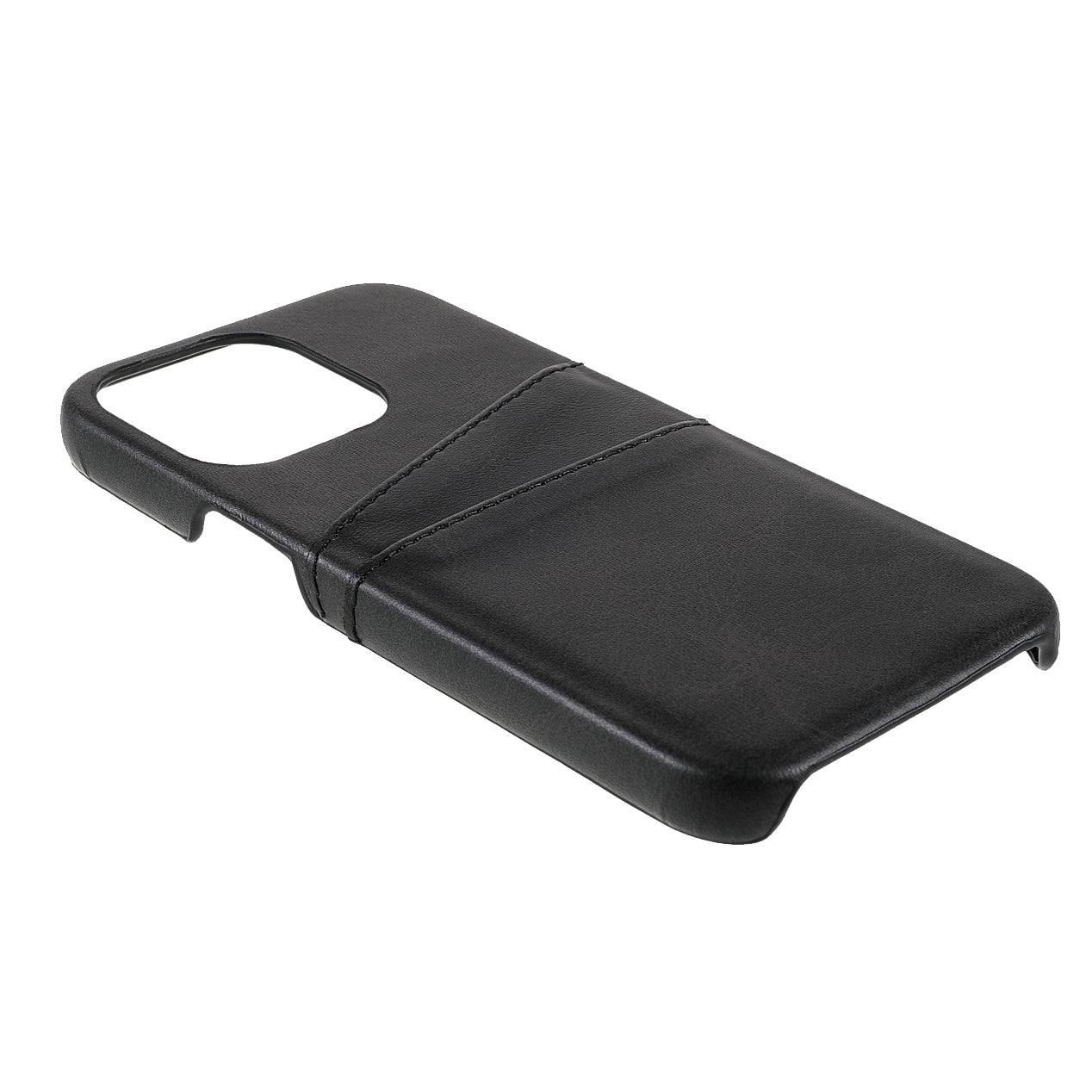 Full Protective Double Card Slots PU Leather Coated PC Cover Shell for iPhone 13 Pro 6.1 inch
