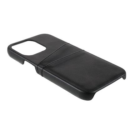 Full Protective Double Card Slots PU Leather Coated PC Cover Shell for iPhone 13 Pro 6.1 inch