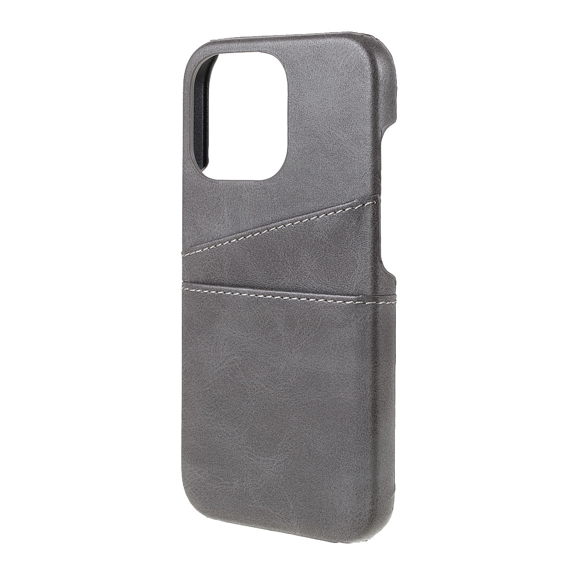 Full Protective Double Card Slots PU Leather Coated PC Cover Shell for iPhone 13 Pro 6.1 inch