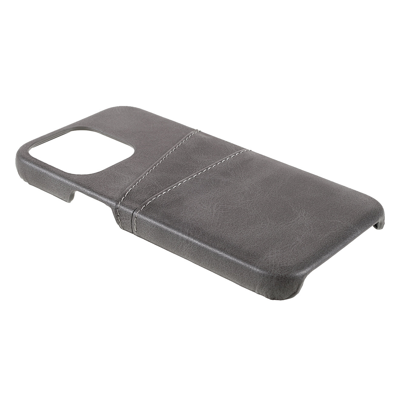 Full Protective Double Card Slots PU Leather Coated PC Cover Shell for iPhone 13 Pro 6.1 inch