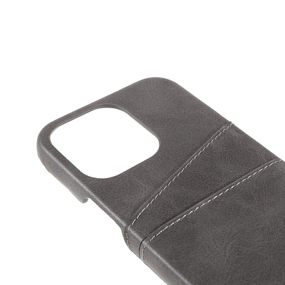 Full Protective Double Card Slots PU Leather Coated PC Cover Shell for iPhone 13 Pro 6.1 inch