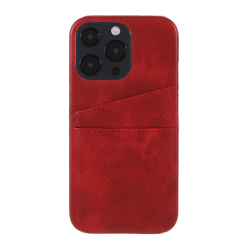 Full Protective Double Card Slots PU Leather Coated PC Cover Shell for iPhone 13 Pro 6.1 inch