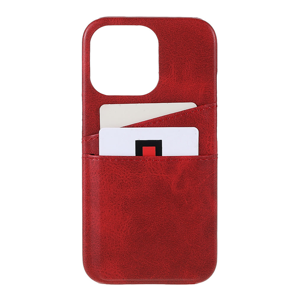 Full Protective Double Card Slots PU Leather Coated PC Cover Shell for iPhone 13 Pro 6.1 inch