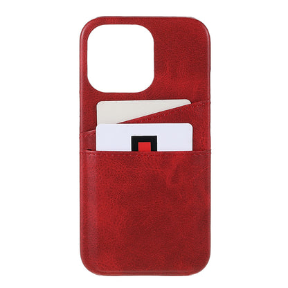Full Protective Double Card Slots PU Leather Coated PC Cover Shell for iPhone 13 Pro 6.1 inch