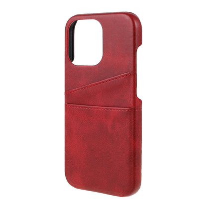 Full Protective Double Card Slots PU Leather Coated PC Cover Shell for iPhone 13 Pro 6.1 inch