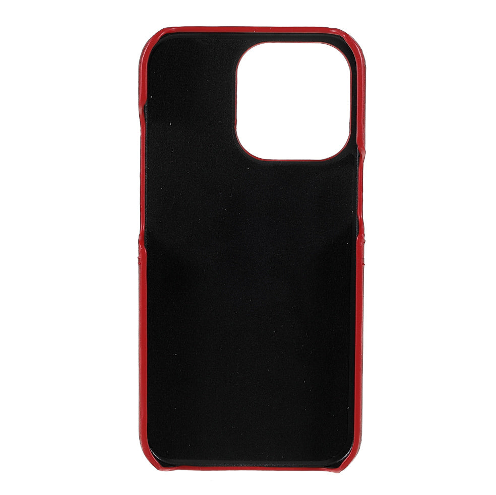 Full Protective Double Card Slots PU Leather Coated PC Cover Shell for iPhone 13 Pro 6.1 inch