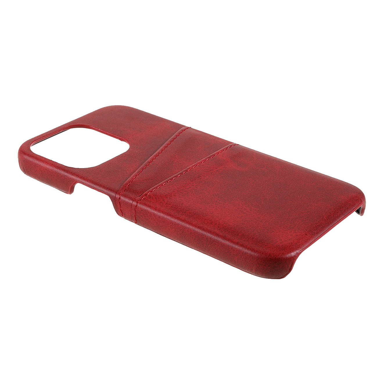 Full Protective Double Card Slots PU Leather Coated PC Cover Shell for iPhone 13 Pro 6.1 inch