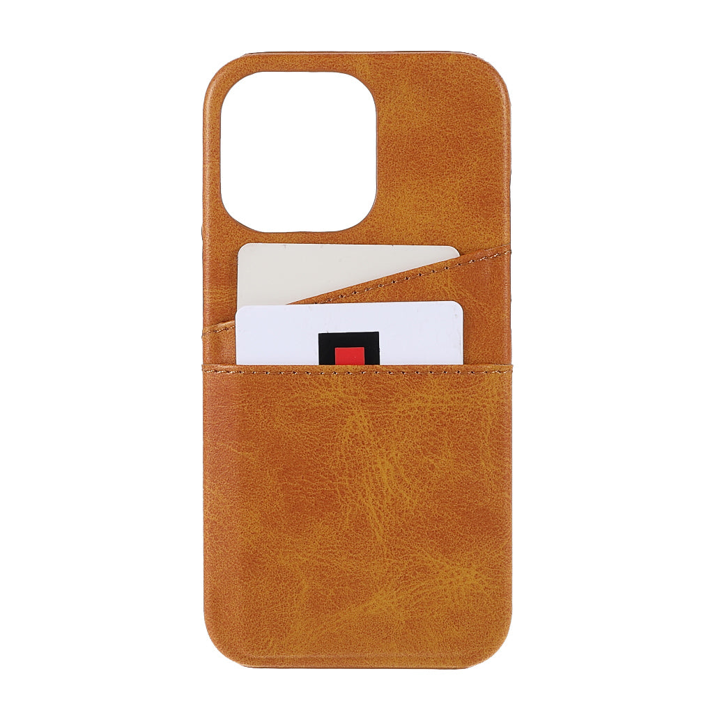 Full Protective Double Card Slots PU Leather Coated PC Cover Shell for iPhone 13 Pro 6.1 inch
