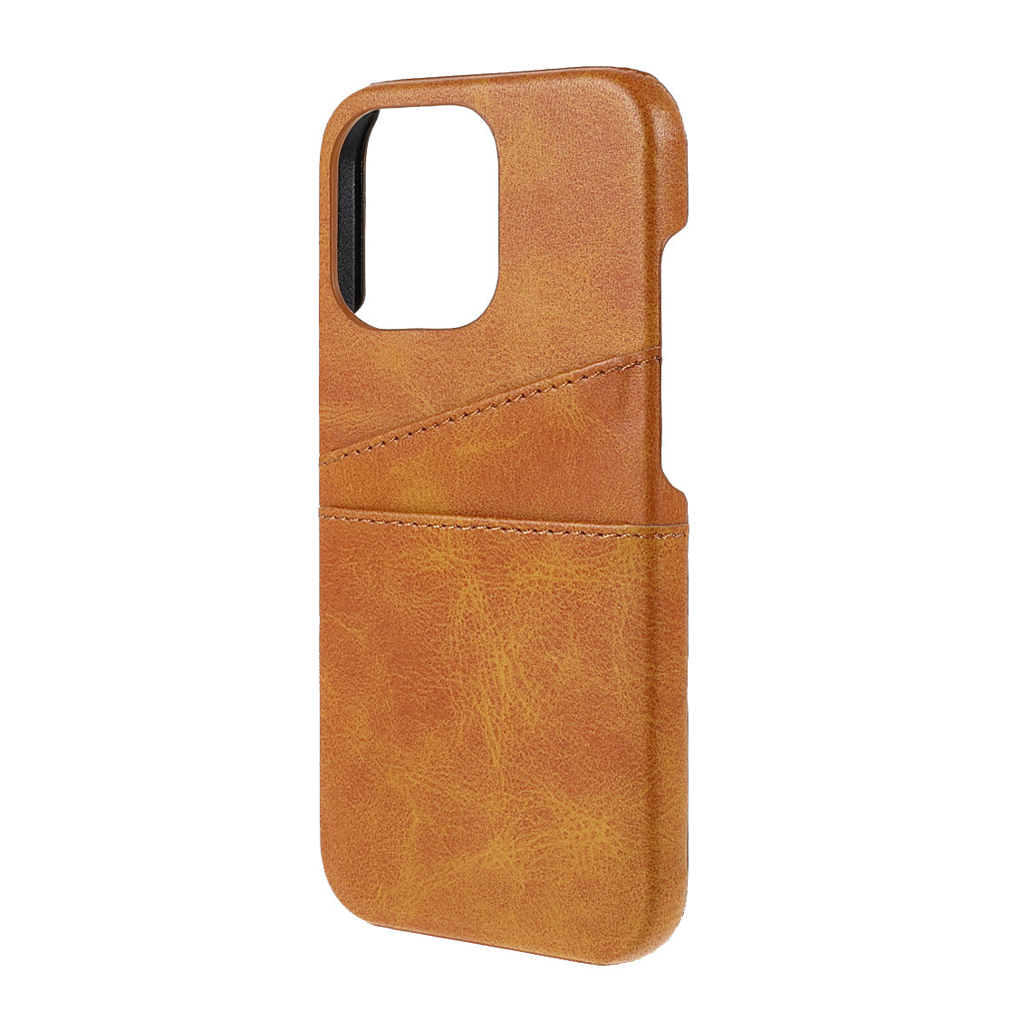 Full Protective Double Card Slots PU Leather Coated PC Cover Shell for iPhone 13 Pro 6.1 inch
