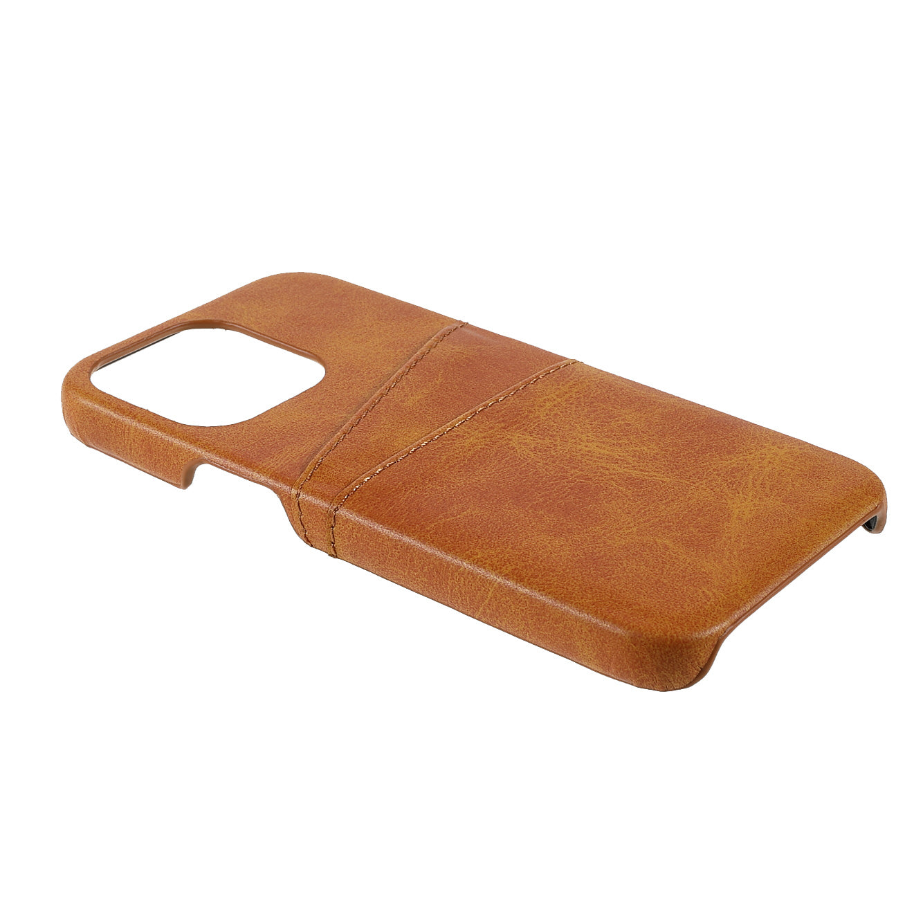 Full Protective Double Card Slots PU Leather Coated PC Cover Shell for iPhone 13 Pro 6.1 inch