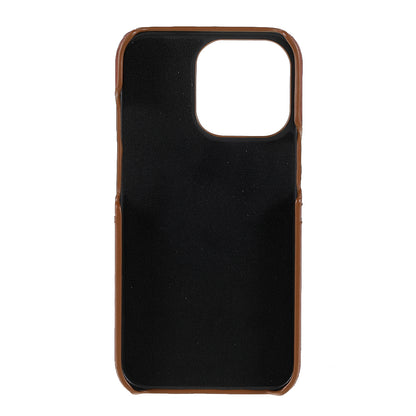 Full Protective Double Card Slots PU Leather Coated PC Cover Shell for iPhone 13 Pro 6.1 inch