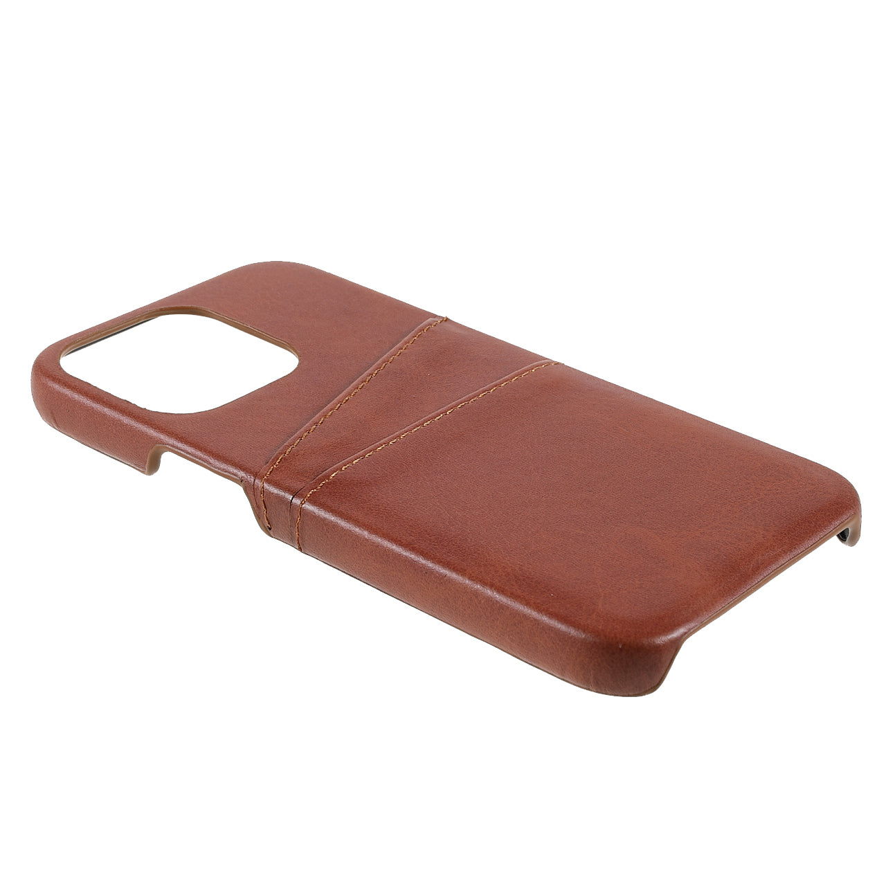 Full Protective Double Card Slots PU Leather Coated PC Cover Shell for iPhone 13 Pro 6.1 inch