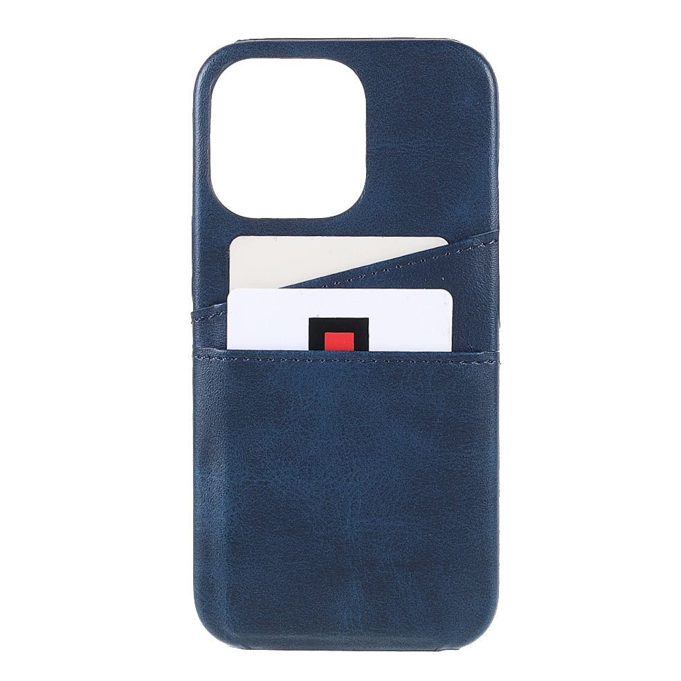 Full Protective Double Card Slots PU Leather Coated PC Cover Shell for iPhone 13 Pro 6.1 inch