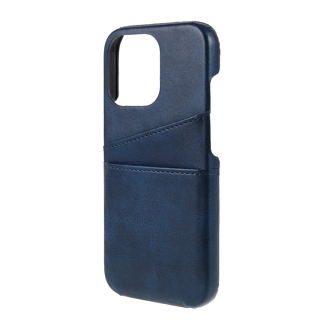 Full Protective Double Card Slots PU Leather Coated PC Cover Shell for iPhone 13 Pro 6.1 inch
