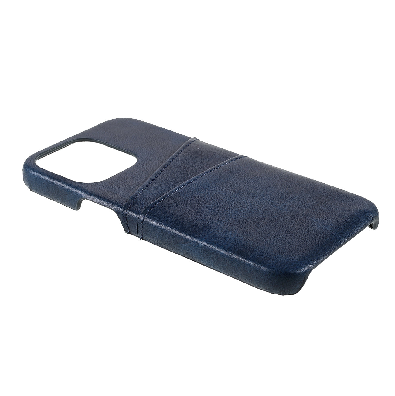 Full Protective Double Card Slots PU Leather Coated PC Cover Shell for iPhone 13 Pro 6.1 inch