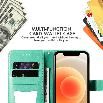 Adjustable Stand Design Flower Imprinting Wallet Leather Phone Protector Case with Strap for iPhone 13 Pro 6.1 inch