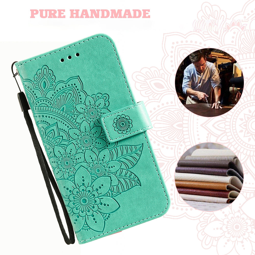 Adjustable Stand Design Flower Imprinting Wallet Leather Phone Protector Case with Strap for iPhone 13 Pro 6.1 inch