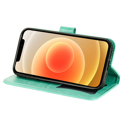 Adjustable Stand Design Flower Imprinting Wallet Leather Phone Protector Case with Strap for iPhone 13 Pro 6.1 inch