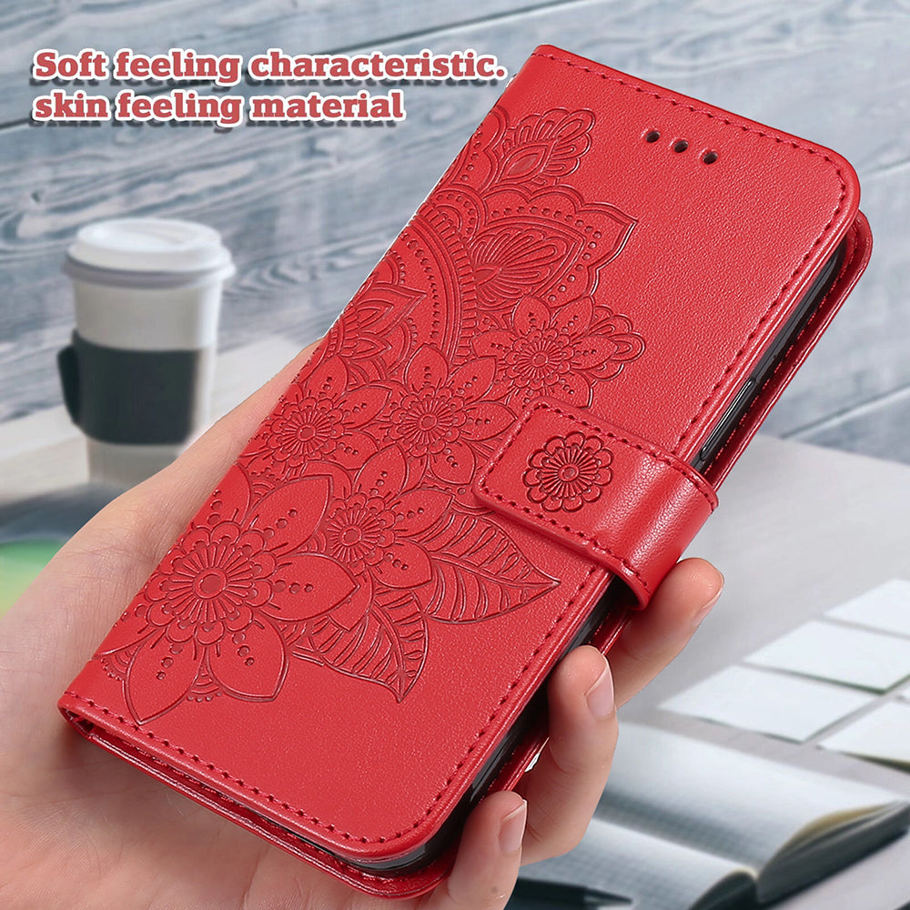 Adjustable Stand Design Flower Imprinting Wallet Leather Phone Protector Case with Strap for iPhone 13 Pro 6.1 inch