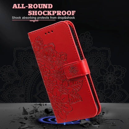 Adjustable Stand Design Flower Imprinting Wallet Leather Phone Protector Case with Strap for iPhone 13 Pro 6.1 inch