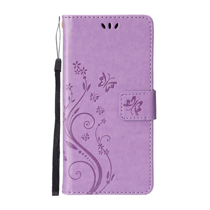 Butterflies Pattern Imprinting Leather Case Wallet Stand Cover with Wrist Strap for iPhone 13 Pro Max 6.7 inch