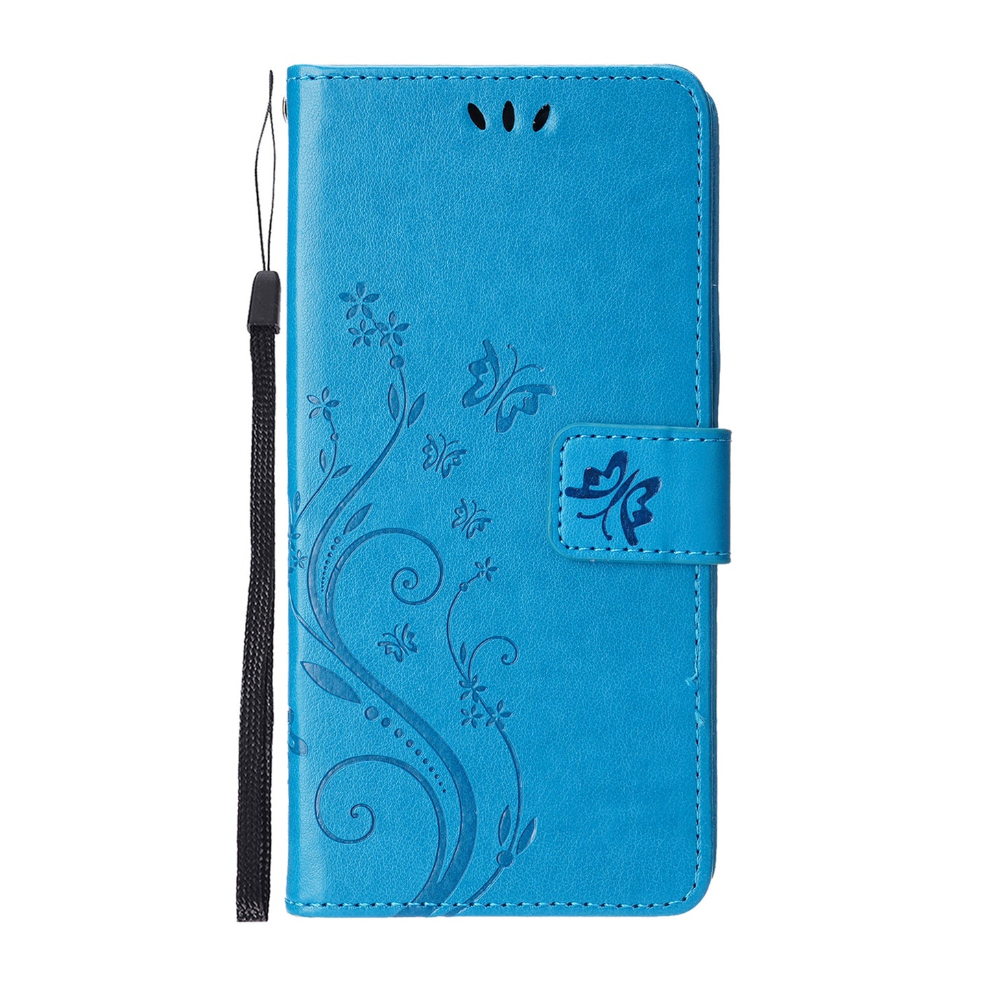Butterflies Pattern Imprinting Leather Case Wallet Stand Cover with Wrist Strap for iPhone 13 Pro Max 6.7 inch