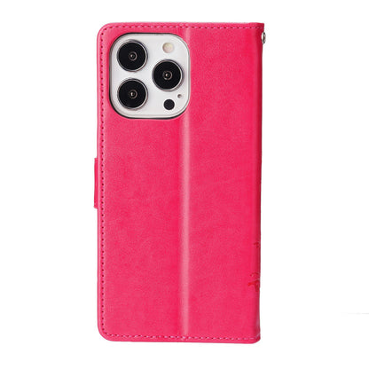Well-protected PU Leather Butterflies Pattern Imprint Wallet Card Slots Phone Stand Case for iPhone 13 Pro 6.1 inch