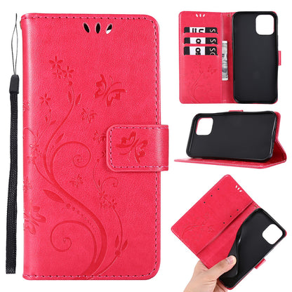 Well-protected PU Leather Butterflies Pattern Imprint Wallet Card Slots Phone Stand Case for iPhone 13 Pro 6.1 inch