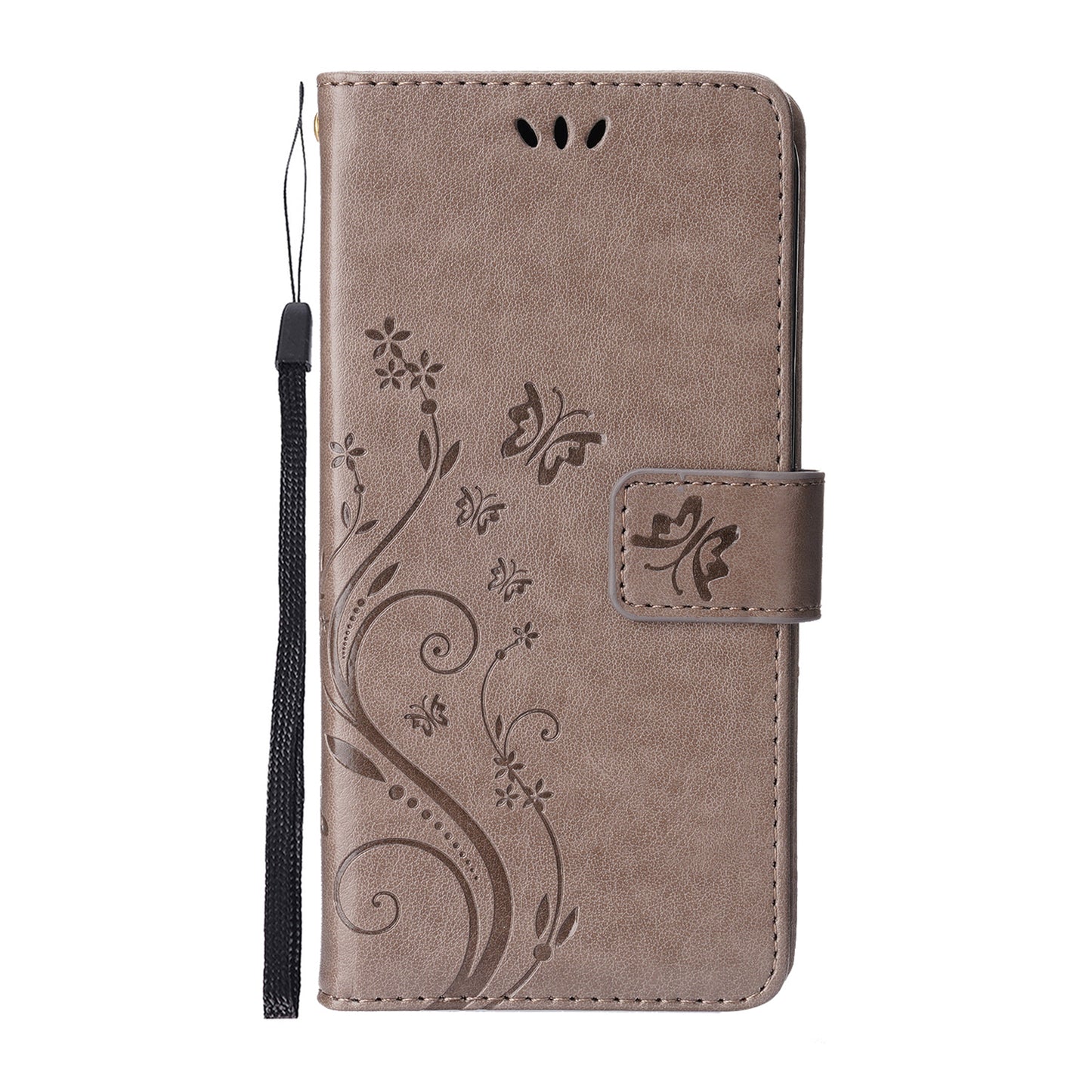 Well-protected PU Leather Butterflies Pattern Imprint Wallet Card Slots Phone Stand Case for iPhone 13 Pro 6.1 inch