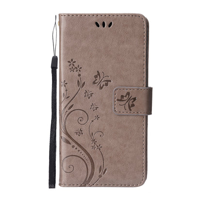 Well-protected PU Leather Butterflies Pattern Imprint Wallet Card Slots Phone Stand Case for iPhone 13 Pro 6.1 inch