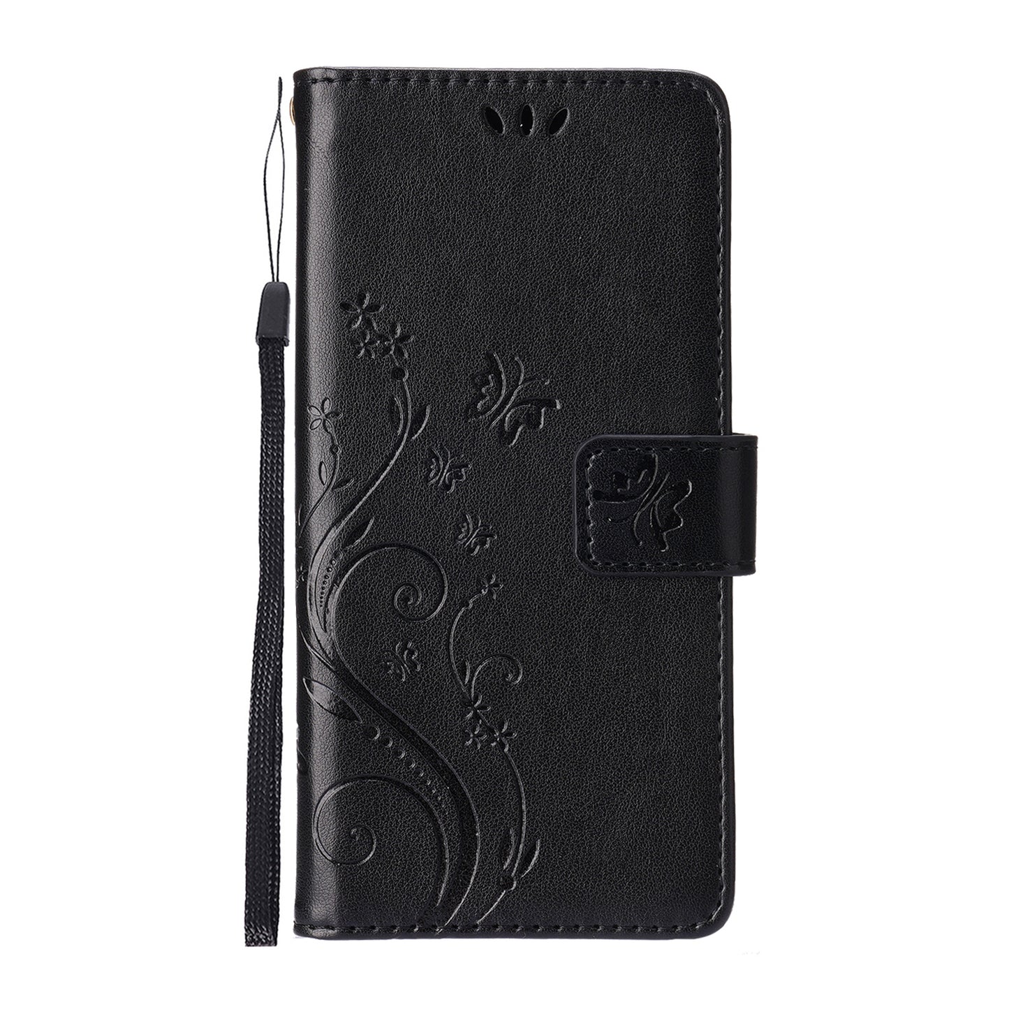 Well-protected PU Leather Butterflies Pattern Imprint Wallet Card Slots Phone Stand Case for iPhone 13 Pro 6.1 inch