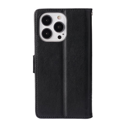 Well-protected PU Leather Butterflies Pattern Imprint Wallet Card Slots Phone Stand Case for iPhone 13 Pro 6.1 inch