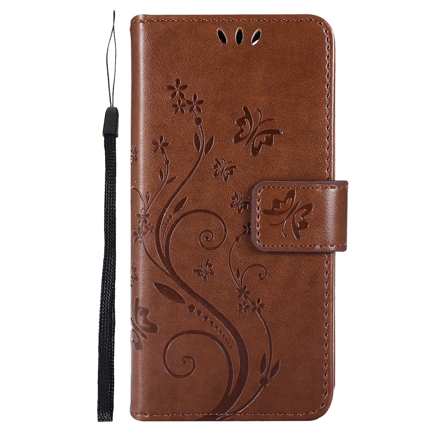 Well-protected PU Leather Butterflies Pattern Imprint Wallet Card Slots Phone Stand Case for iPhone 13 Pro 6.1 inch