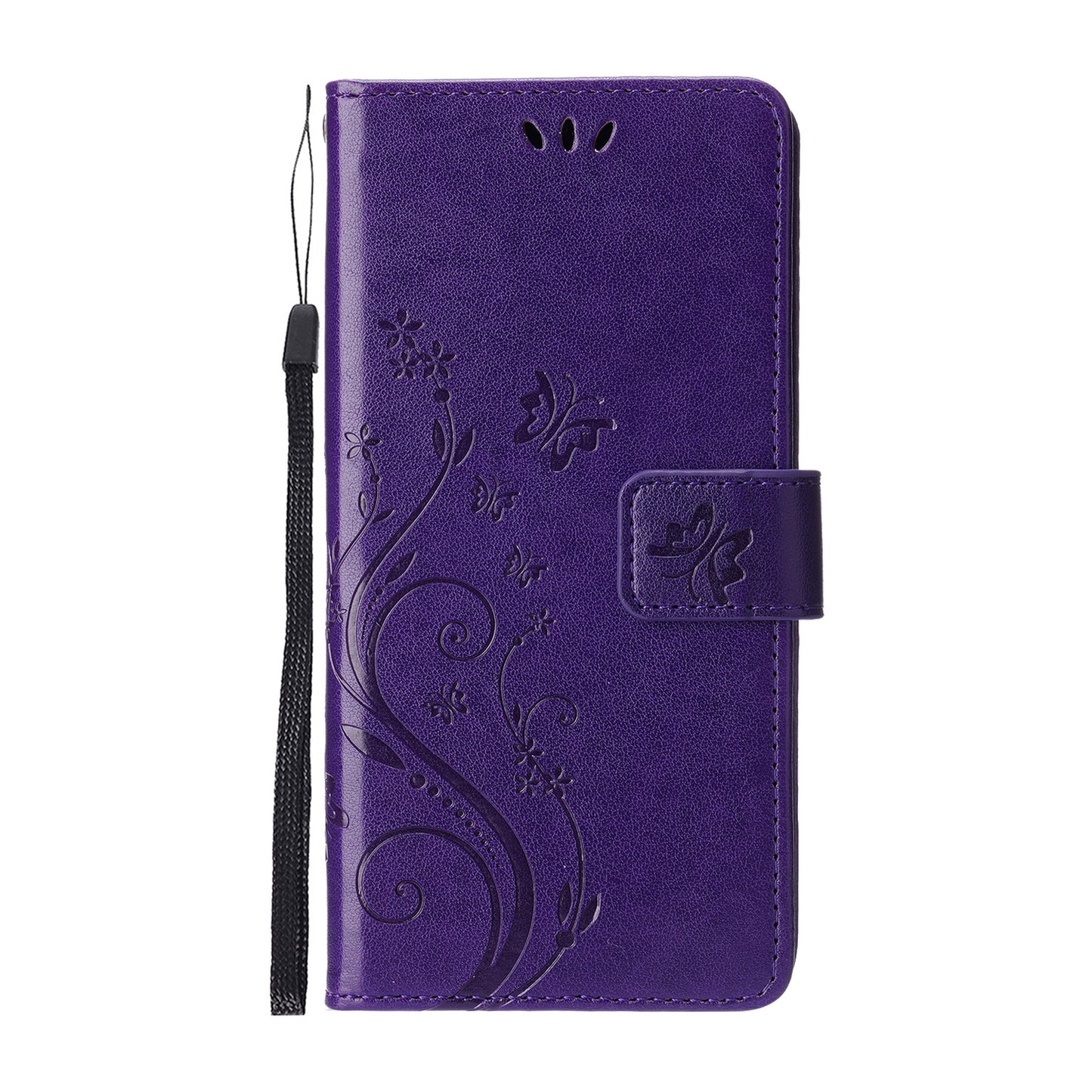 Well-protected PU Leather Butterflies Pattern Imprint Wallet Card Slots Phone Stand Case for iPhone 13 Pro 6.1 inch