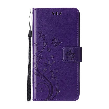 Well-protected PU Leather Butterflies Pattern Imprint Wallet Card Slots Phone Stand Case for iPhone 13 Pro 6.1 inch