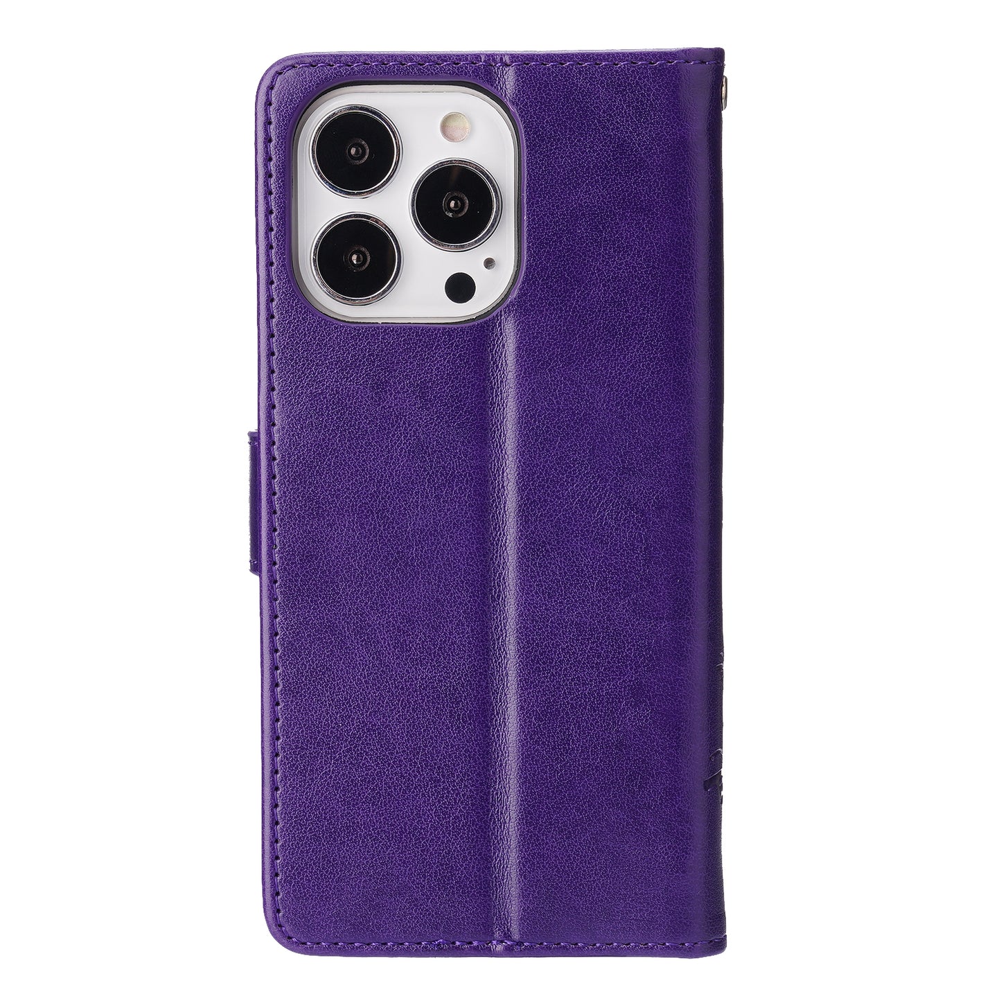 Well-protected PU Leather Butterflies Pattern Imprint Wallet Card Slots Phone Stand Case for iPhone 13 Pro 6.1 inch