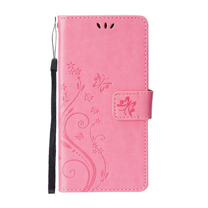 Well-protected PU Leather Butterflies Pattern Imprint Wallet Card Slots Phone Stand Case for iPhone 13 Pro 6.1 inch