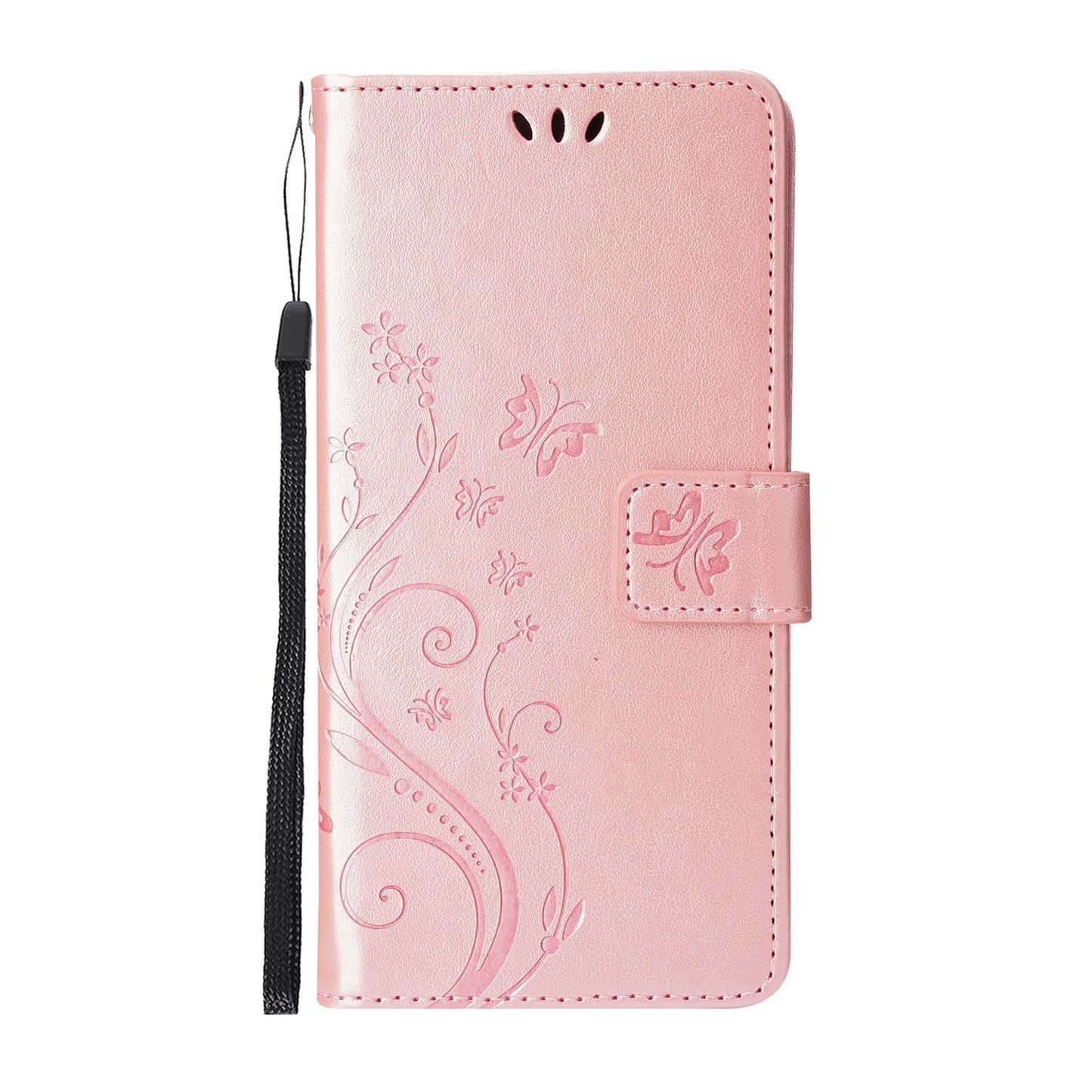 Well-protected PU Leather Butterflies Pattern Imprint Wallet Card Slots Phone Stand Case for iPhone 13 Pro 6.1 inch