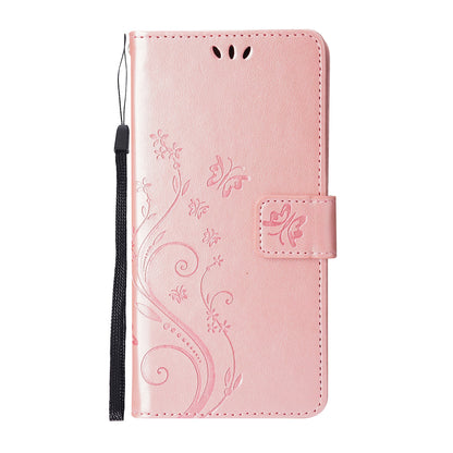 Well-protected PU Leather Butterflies Pattern Imprint Wallet Card Slots Phone Stand Case for iPhone 13 Pro 6.1 inch