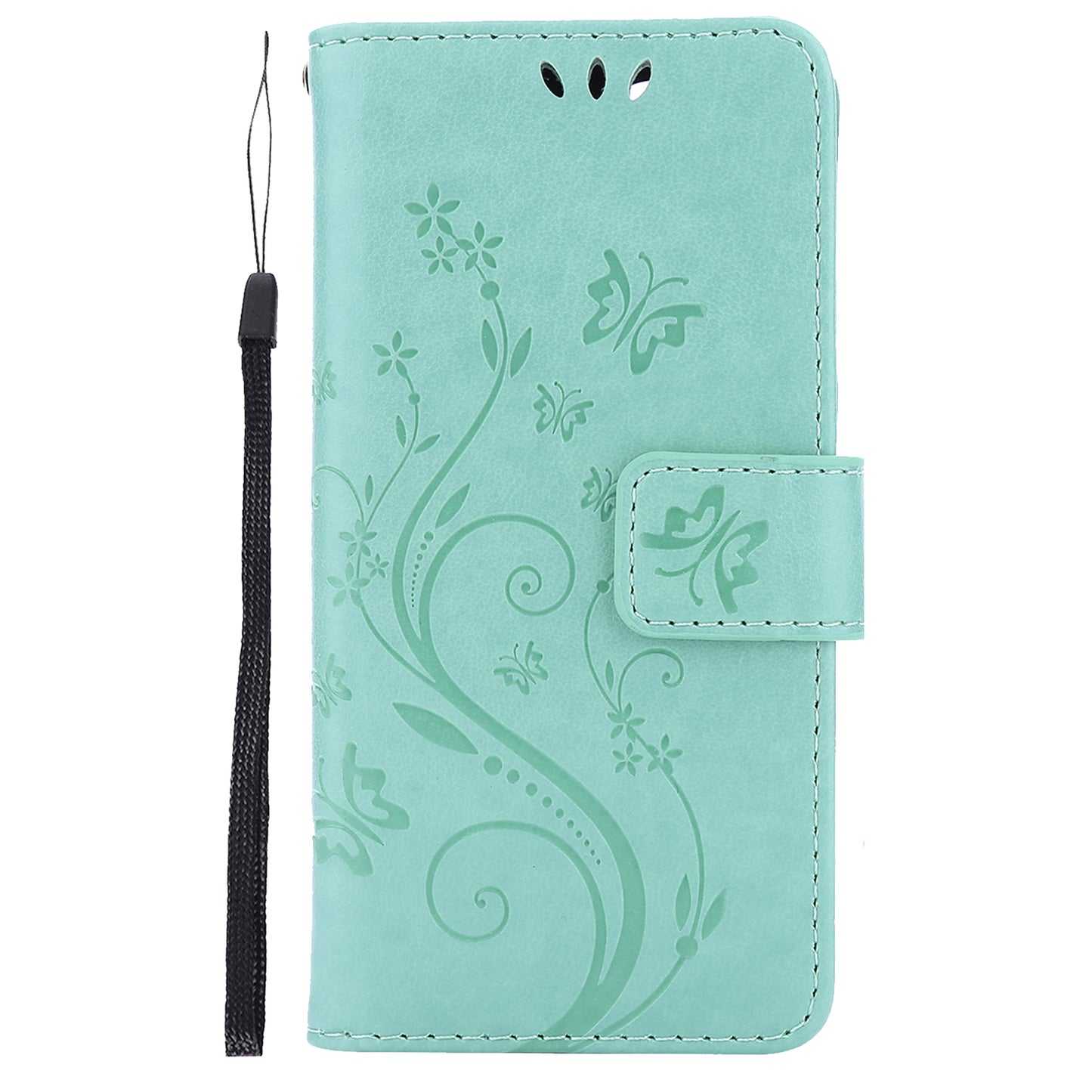 Well-protected PU Leather Butterflies Pattern Imprint Wallet Card Slots Phone Stand Case for iPhone 13 Pro 6.1 inch