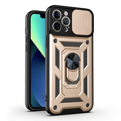 Drop-resistant Camera Slide Phone Case Back Cover with Kickstand for iPhone 13 Pro 6.1 inch