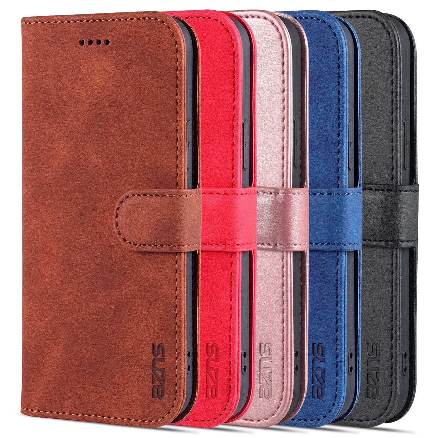 AZNS Leather Folio Flip Wallet Stand Design Perfect Protection Phone Shell for iPhone 13 Pro Max 6.7 inch
