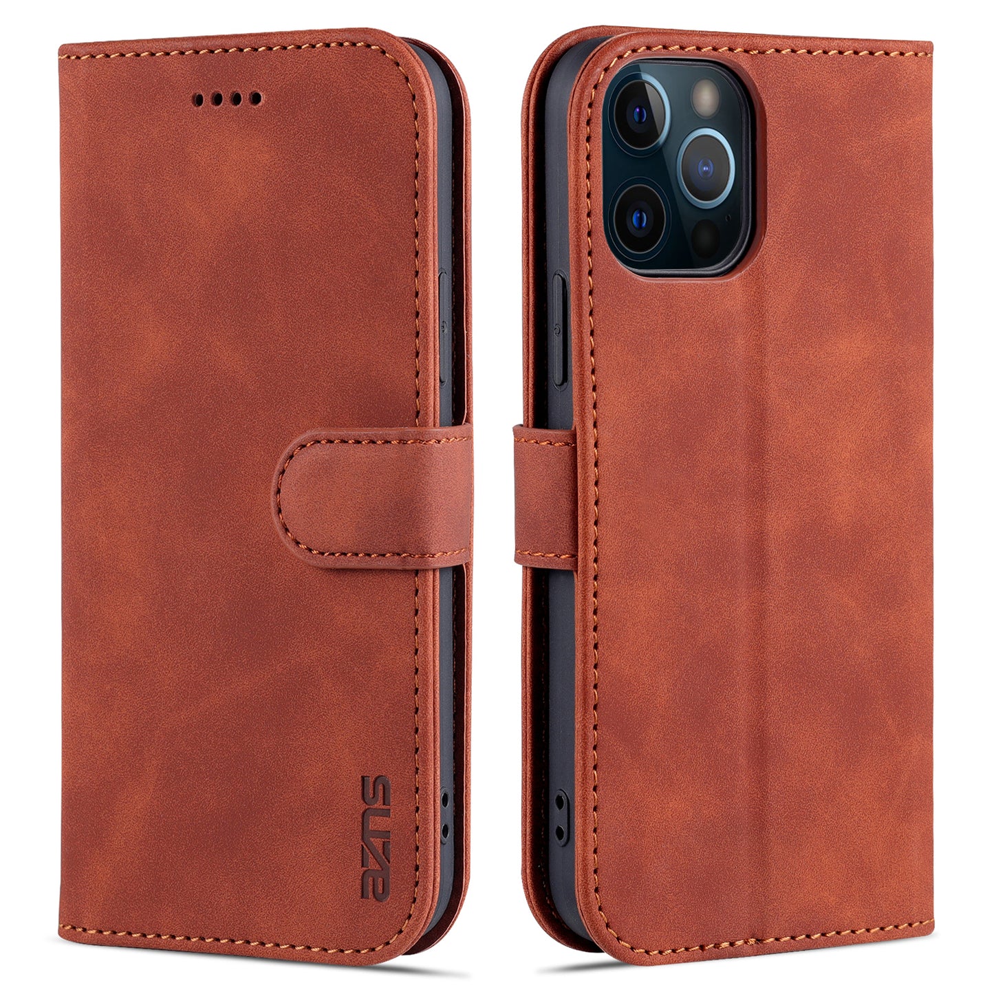 AZNS Leather Folio Flip Wallet Stand Design Perfect Protection Phone Shell for iPhone 13 Pro Max 6.7 inch