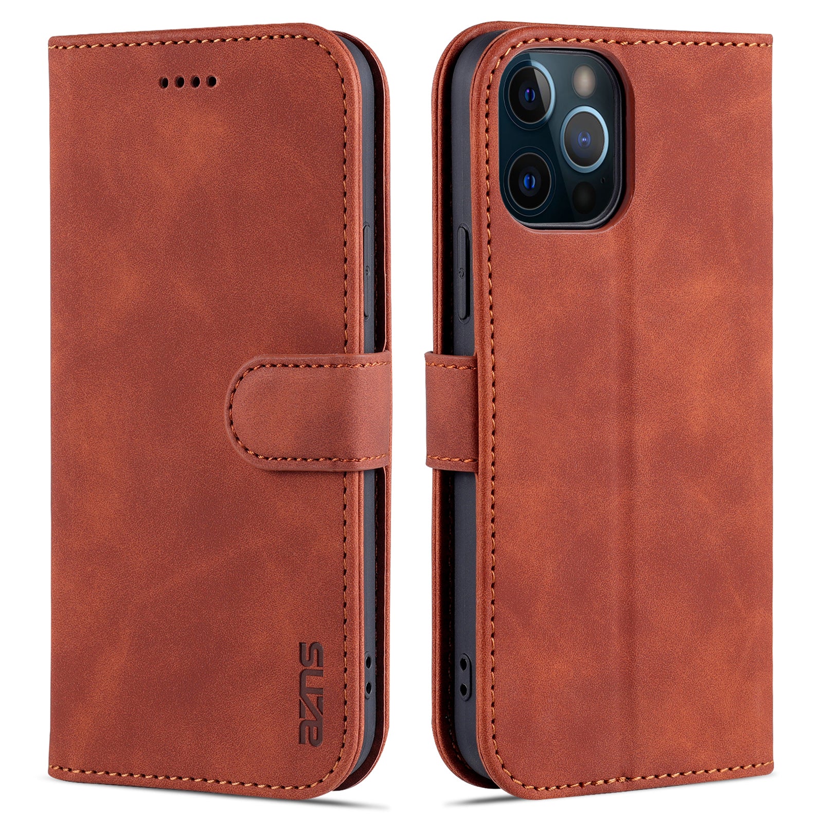 AZNS Leather Folio Flip Wallet Stand Design Perfect Protection Phone Shell for iPhone 13 Pro Max 6.7 inch