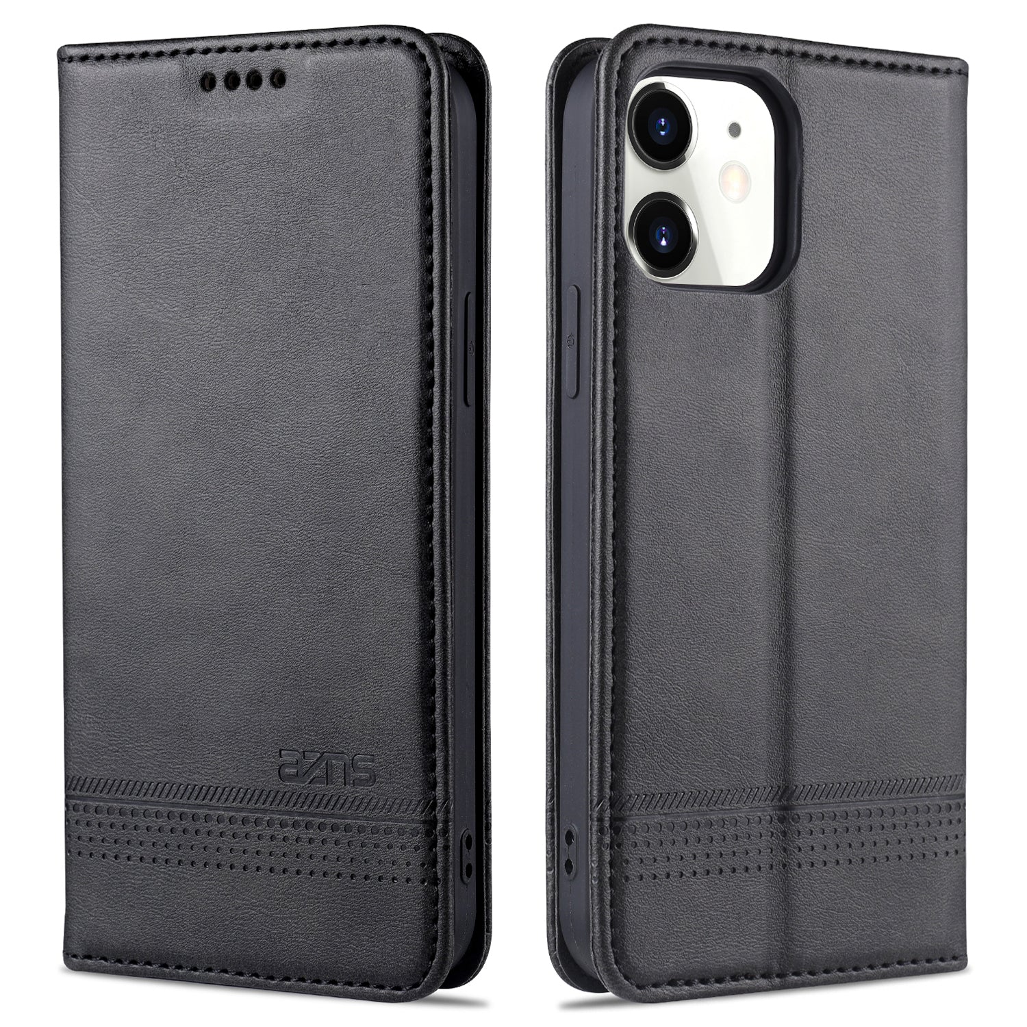 AZNS Shockproof Auto-absorbed Wallet Design PU Leather Folio Flip Phone Cover for iPhone 13 Pro 6.1 inch