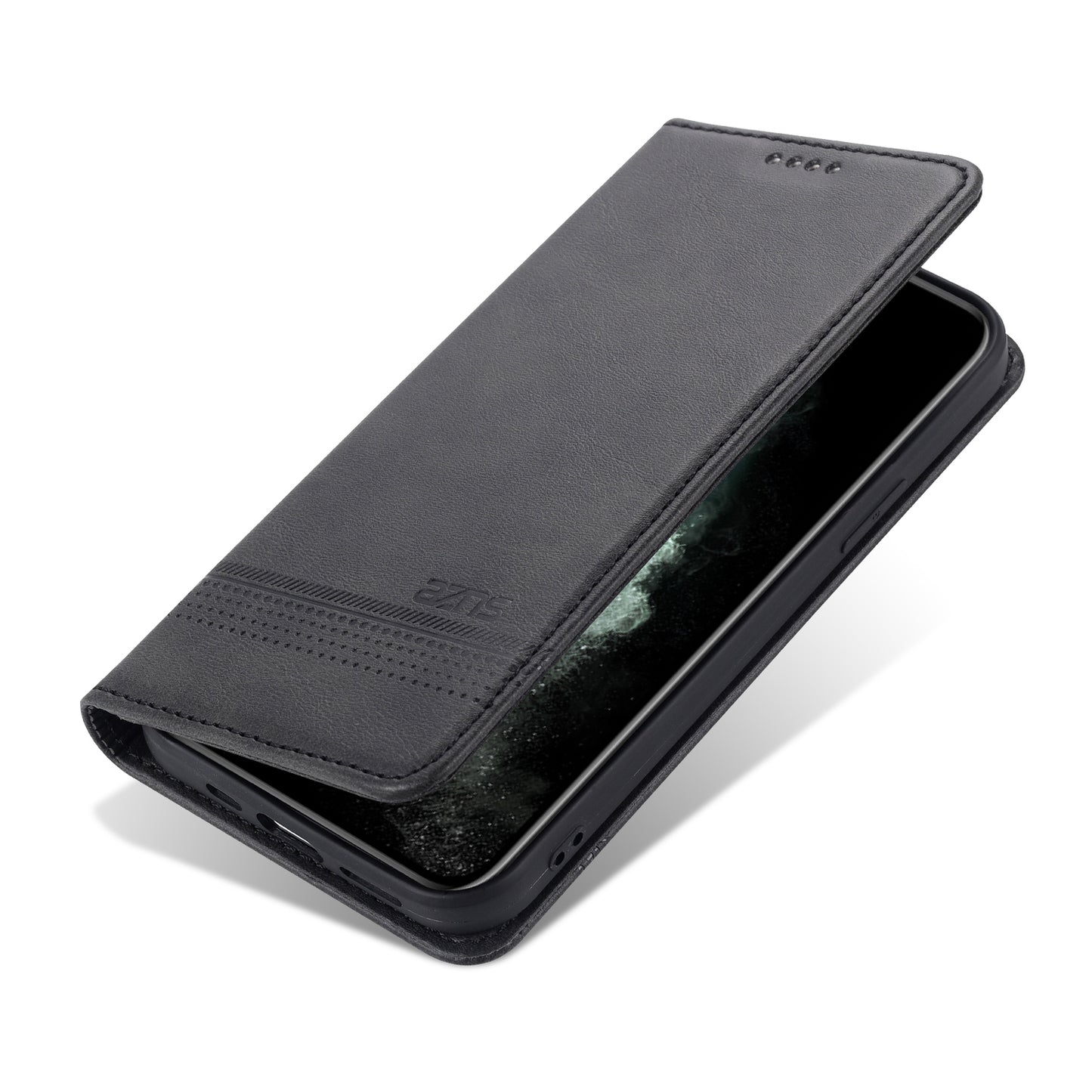 AZNS Shockproof Auto-absorbed Wallet Design PU Leather Folio Flip Phone Cover for iPhone 13 Pro 6.1 inch