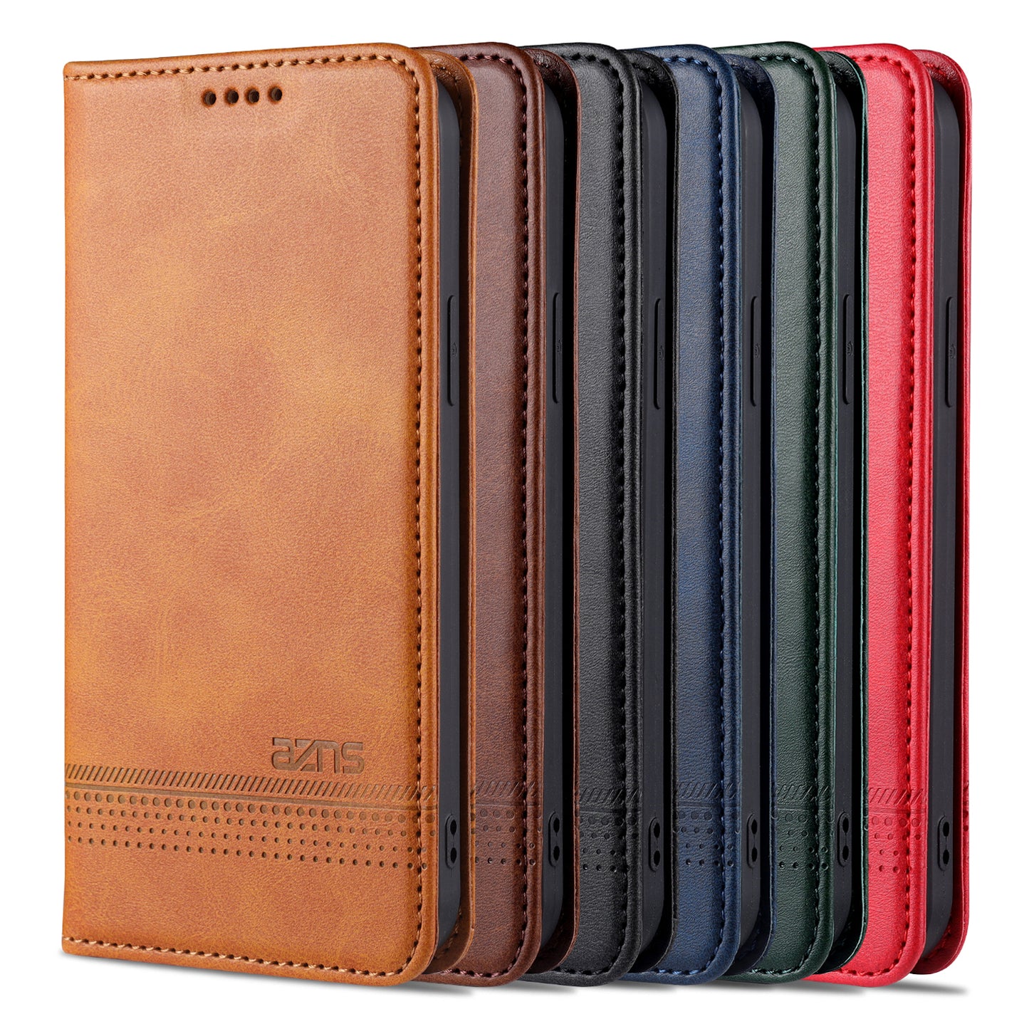AZNS Shockproof Auto-absorbed Wallet Design PU Leather Folio Flip Phone Cover for iPhone 13 Pro 6.1 inch