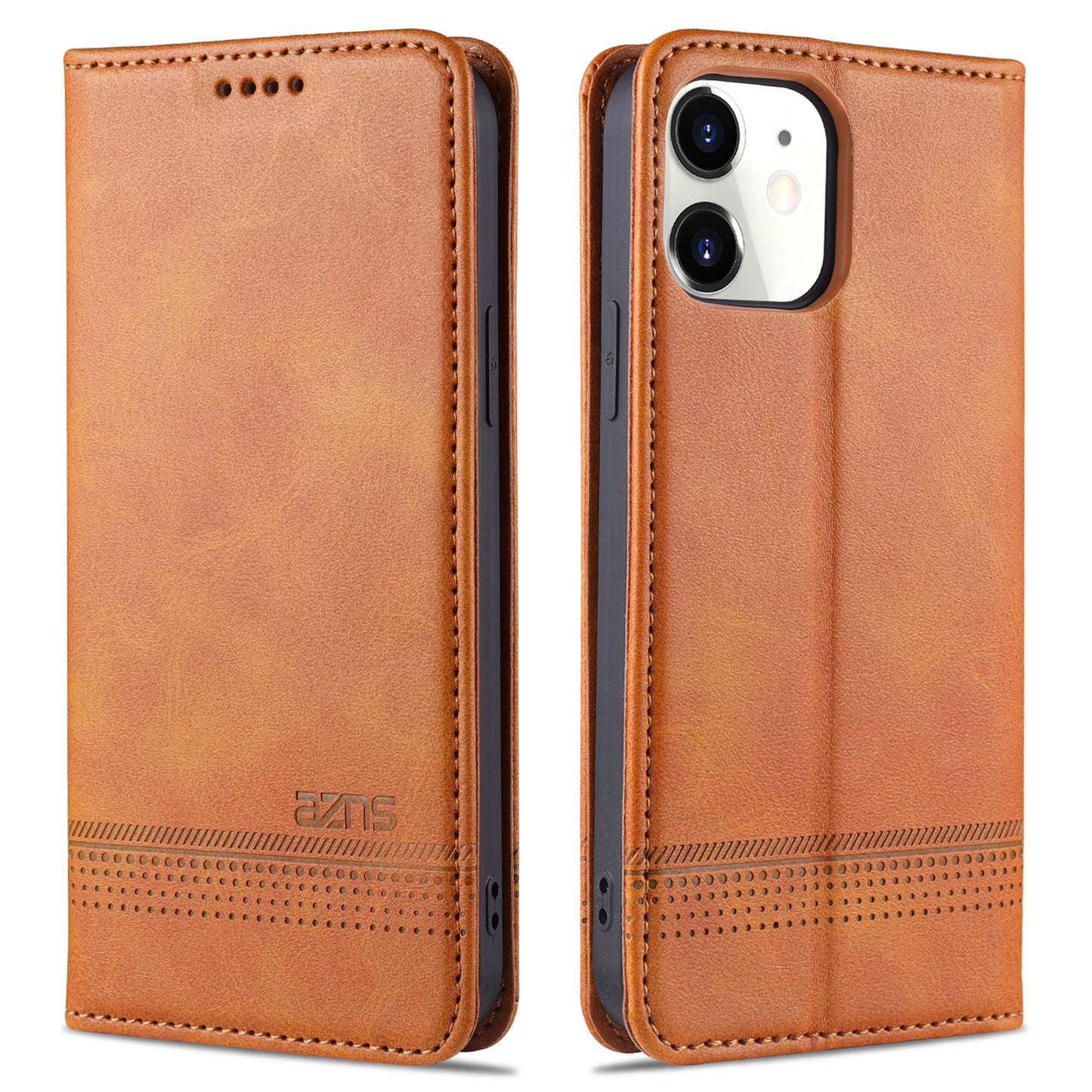AZNS Shockproof Auto-absorbed Wallet Design PU Leather Folio Flip Phone Cover for iPhone 13 Pro 6.1 inch