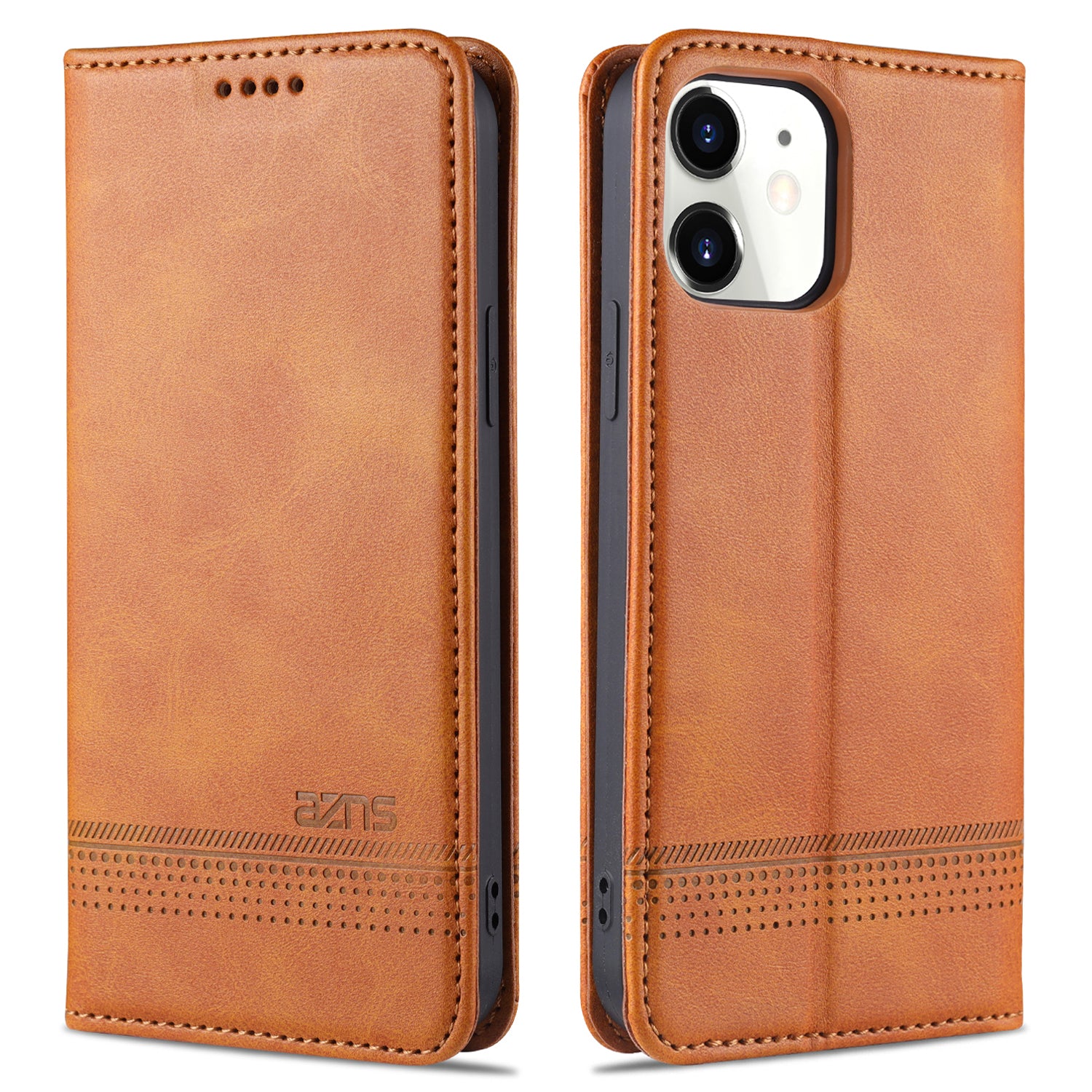 AZNS Shockproof Auto-absorbed Wallet Design PU Leather Folio Flip Phone Cover for iPhone 13 Pro 6.1 inch