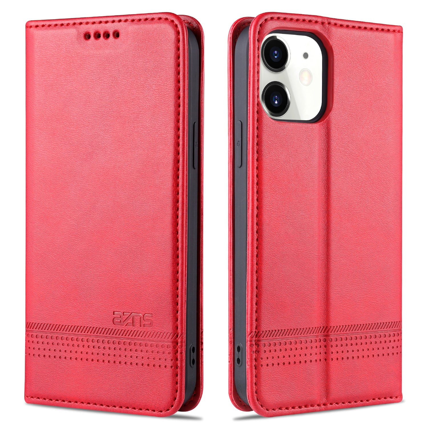 AZNS Shockproof Auto-absorbed Wallet Design PU Leather Folio Flip Phone Cover for iPhone 13 Pro 6.1 inch